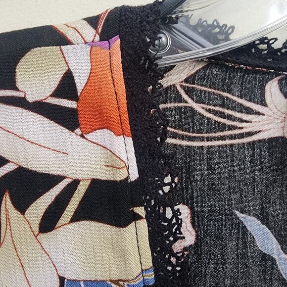 Knox Rose NWT tie front 3/4 bell sleeve floral print coverup woman's size small - Picture 8 of 13